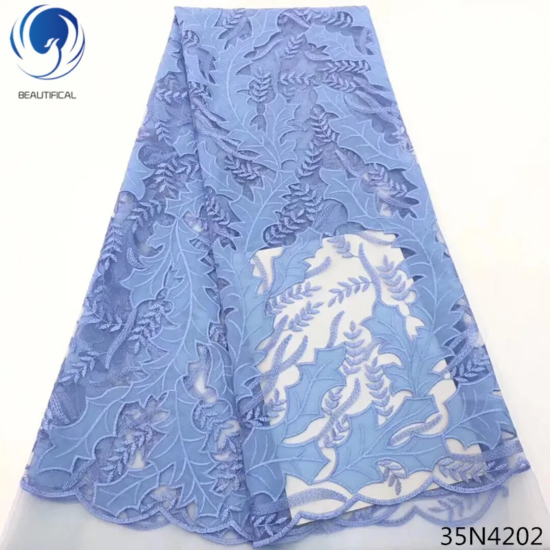 

Beautifical velvet lace fabric african luxury lace fabric tulle lace fabric nigerian blue color materials for clothes 35N42