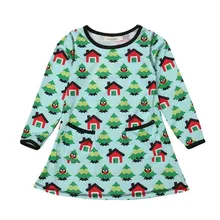 Christmas рождественское детское платье для маленьких девочек Одежда для маленьких девочек Хлопковое Пышное вечернее платье с принтом в виде дерева