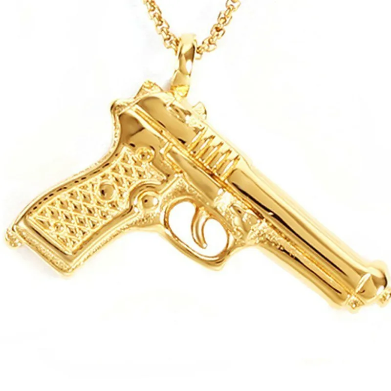 Хип-хоп в стиле панк золотой цвет нержавеющая сталь Desert Eagle пистолетные кулоны с