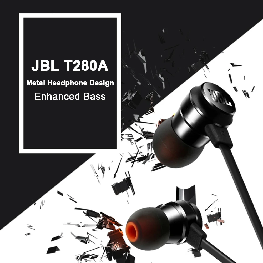 JBL T280A 3,5 мм проводные наушники стерео музыкальные наушники Hands-free с микрофоном шумоизоляция гарнитура