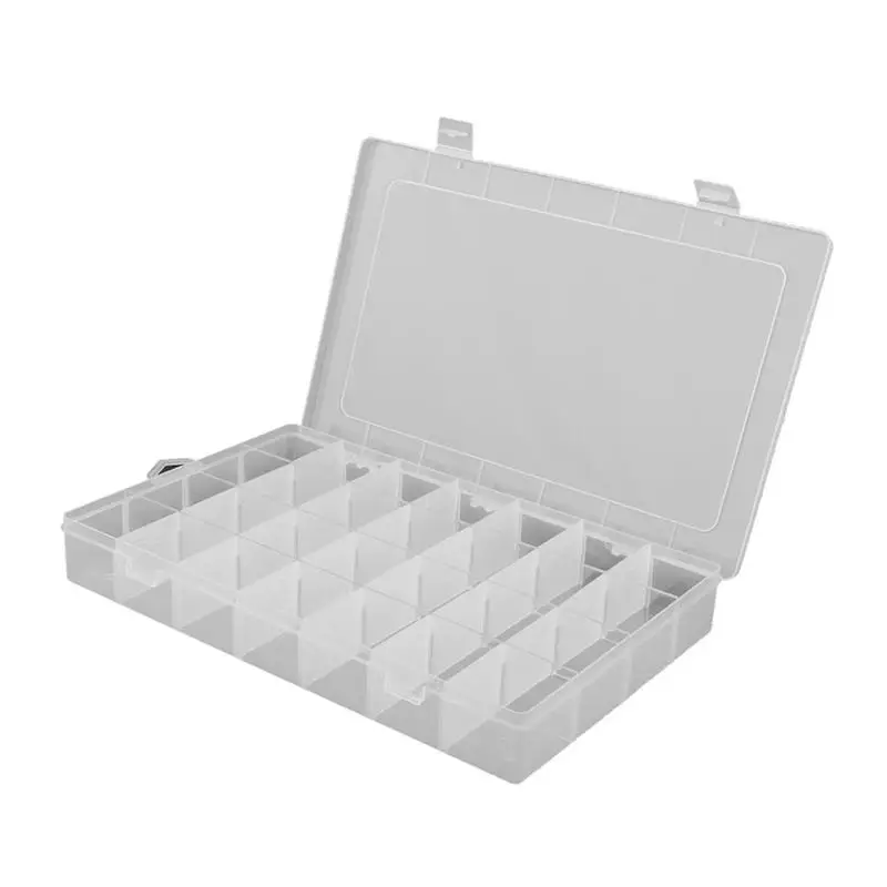 

28-Grid Plastic Adjustable Jewelry Organizer Box Storage Container Case with Removable Dividers