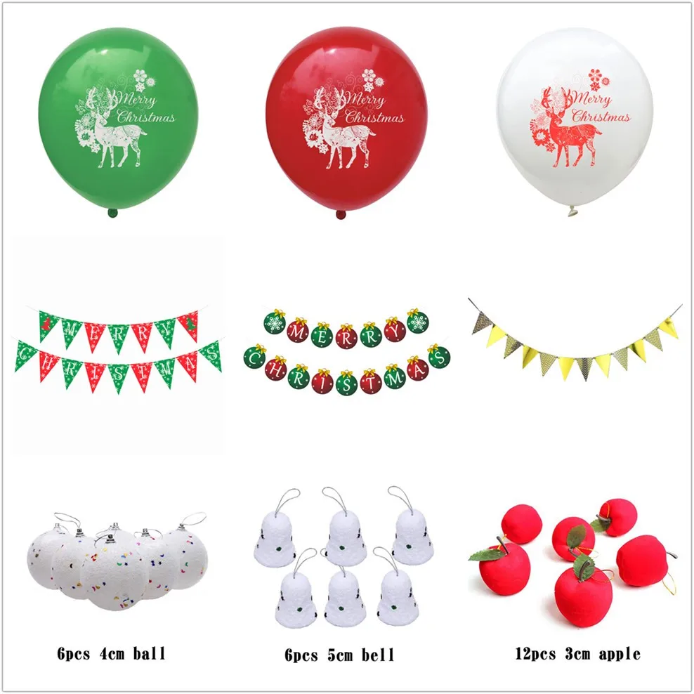 ZLJQ Christmas Decoration For Home 20cm Glitter Artificial Flower Wood Pendent Xmas Balloon Banner Tree Ornament Decor | Дом и сад