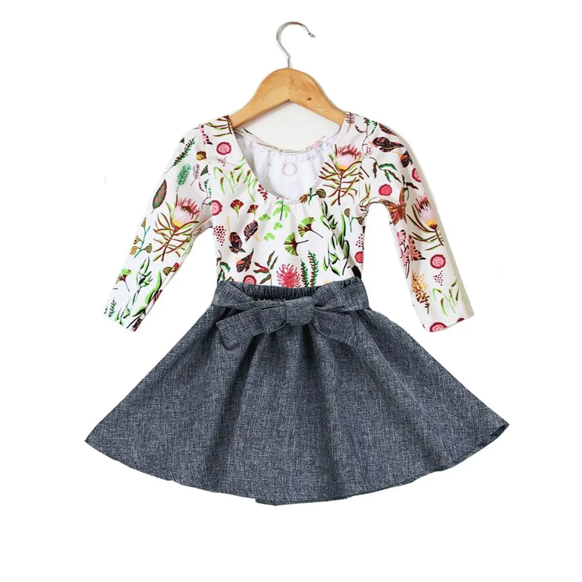 

Cute Toddler Kid Baby Girl Long Sleeve Floral Tops+Skirt Dress Shorts Outfit Clothes