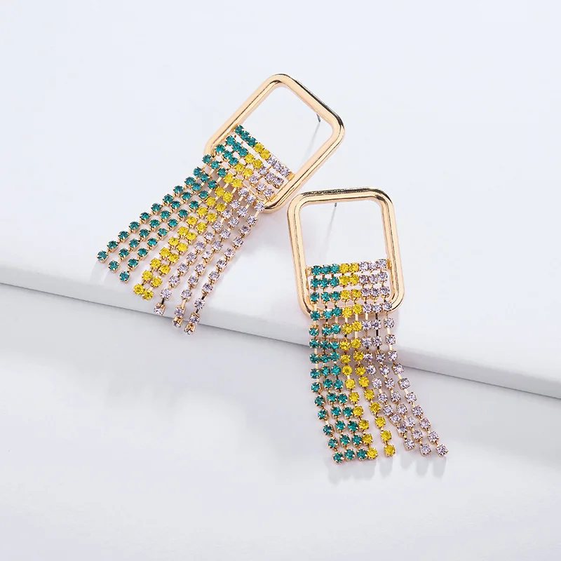 

Colorful Crystal Tassel Statement Earrings Copper Claws Women Fashion Jewelry Statement Earrings NEW-2019
