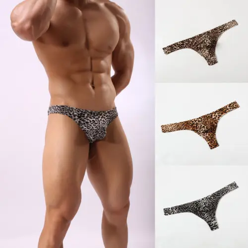 

New Men's Boys Underwear Bulge Pouch Leopard Briefs G-string Underpants Thongs Brief Casual Intimates