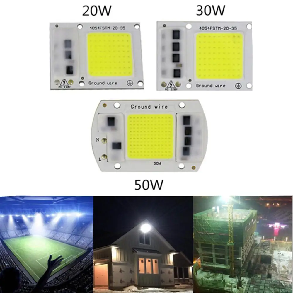 

15W/20W/30W/50W Drive-Free COB LED Chip Lamp Bulb Chips for Spotlight Floodlight Garden Square 220V Integrated LED Light Beads