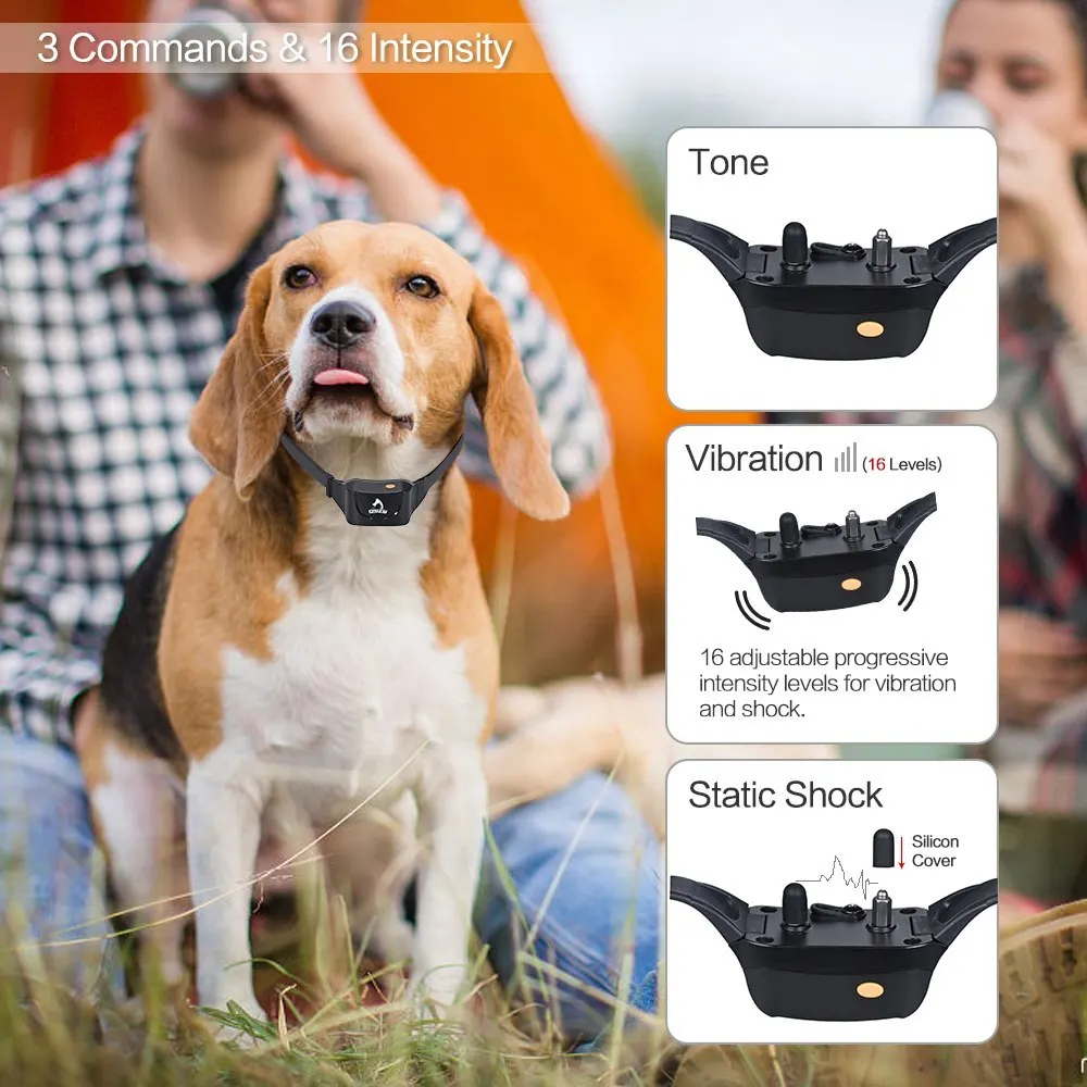 

Pet Dog Training Collar Electric Shock No Bark Collar 16 Sensitivity Control 656m Remote Rechargeable Waterproof IPX7 Harmless