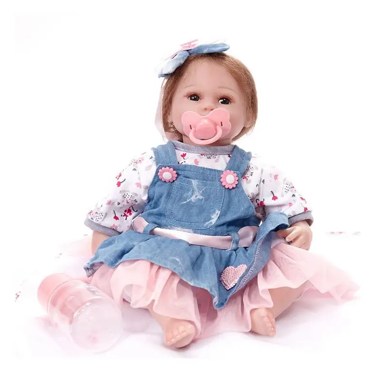 

42cm Full Silicone Body Baby Doll 16 Inch Newborn Babies Doll Bathe Toy Lifelike Realistic Alive Girl Bebe Toy