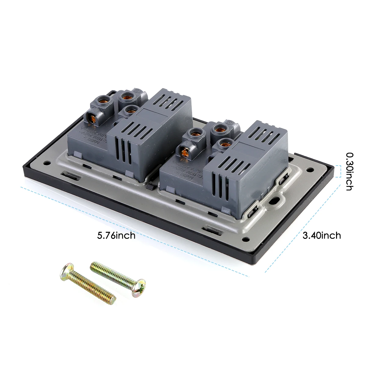 brand new SOONHUA Double 2 Gang Wall UK Plug Socket 13A Sockets with 4 USB Outlet Ports Screwless Slim Flat Plate
