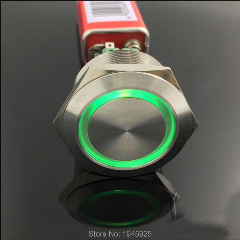 

30MM GREEN Large Ring Momentary Stainless Steel Push Button Metal Switch 12V