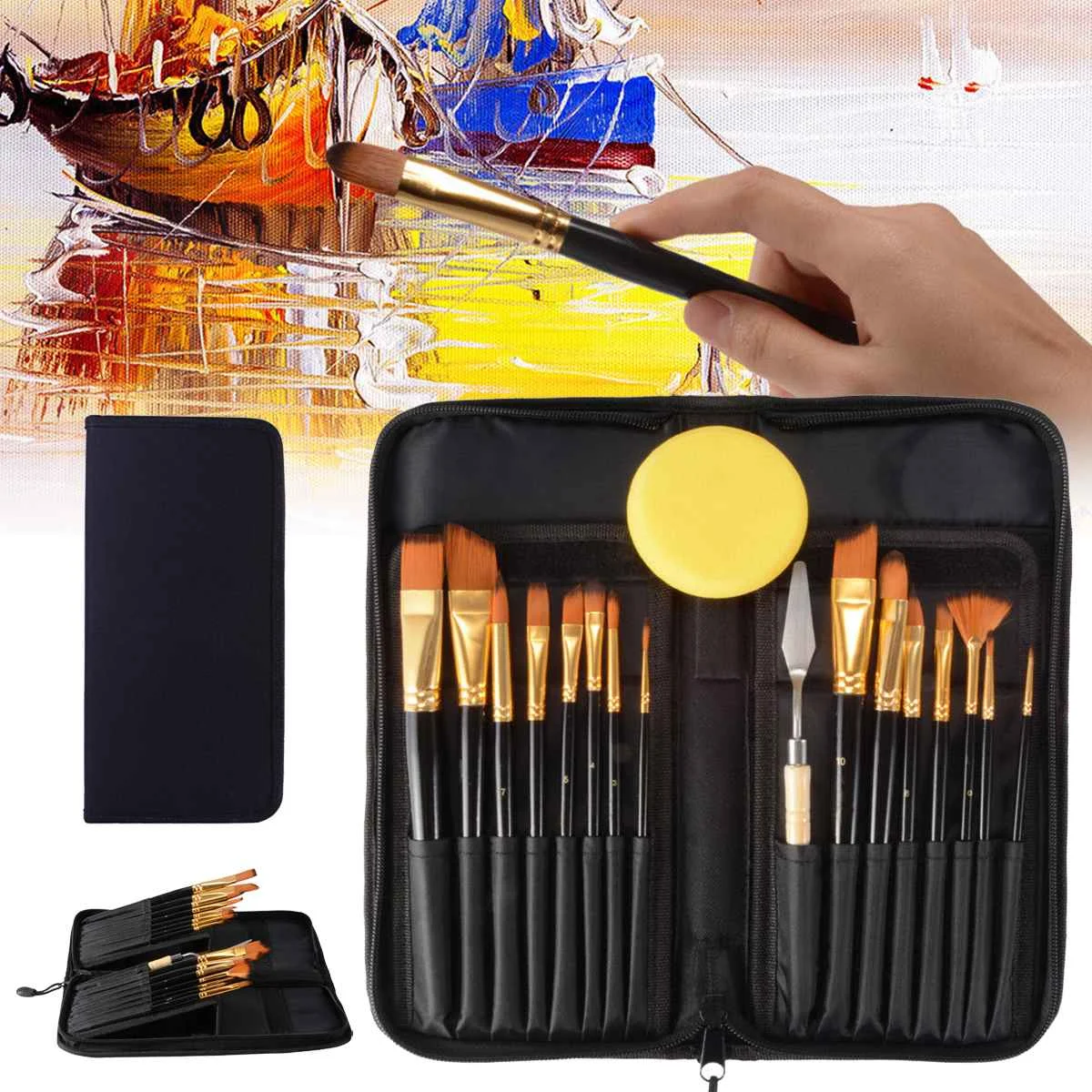

15Pcs/Lot Artist Paint Brushes Set Gouache Nylon Hair Watercolor Acrylic Oil Painting Assorted Brush Kit Art Supplies School