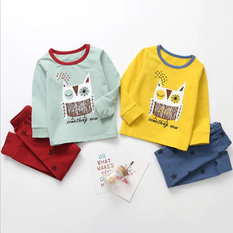

New Korean Version Of Sumian Cotton Printing Home Furnishing Suit In Children Autumn Clothes, Autumn Trousers And Leica Suit