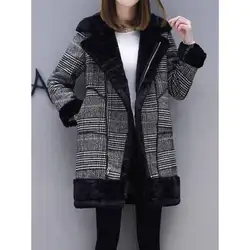 Плед шерстяное пальто для женщин зимние утепленные флисовое пальто корейской моды искусственный мех теплые школьные улица Девушка