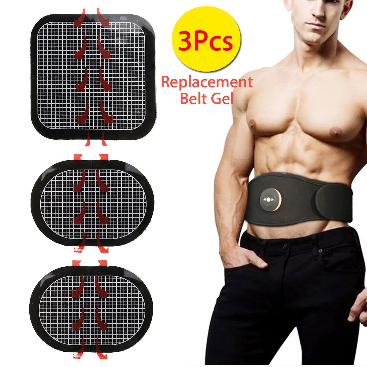 3pcs Replacement Gel Pads Massager Patch For Abs Stimulator Trainer