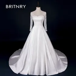Бритни с длинным рукавом бальное платье Glegant свадебное платье новый 2019 аппликации вышивка брак, невеста платье Свадебные платья с бусинами