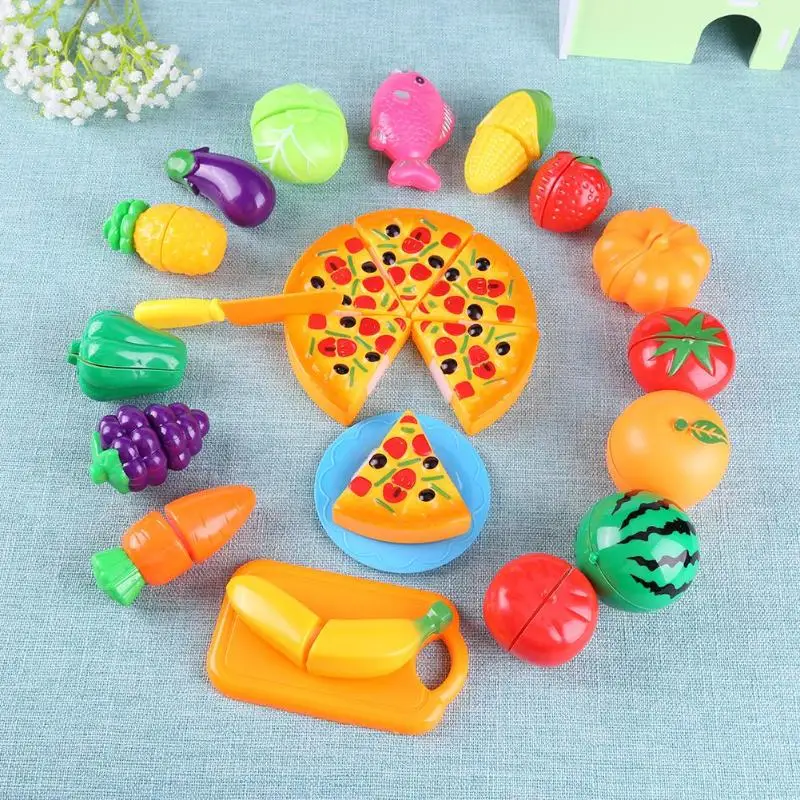 

24pcs Children Pretend Play Plastic Food Toy Cutting Fruit Vegetable Food Pretend Play Toys Education Gift for kids