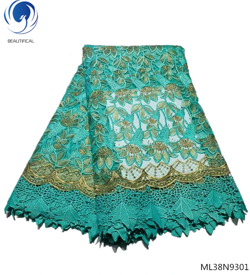

Beautifical nigerian lace fabrics french tulle lace fabric african laces fabric with rhinestones women dress 5yards/lot ML38N93