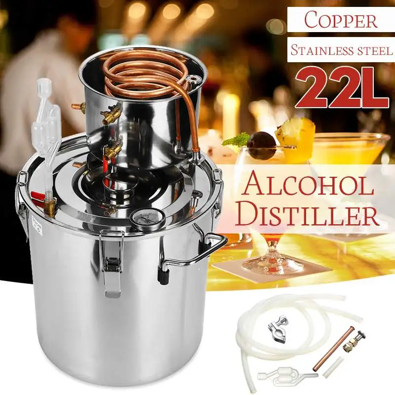 

5 Gal/20L Home DIY Distiller Whisky Moonshine Alcohol Stainless Copper Water Wine Essential Oil Brewing Kit