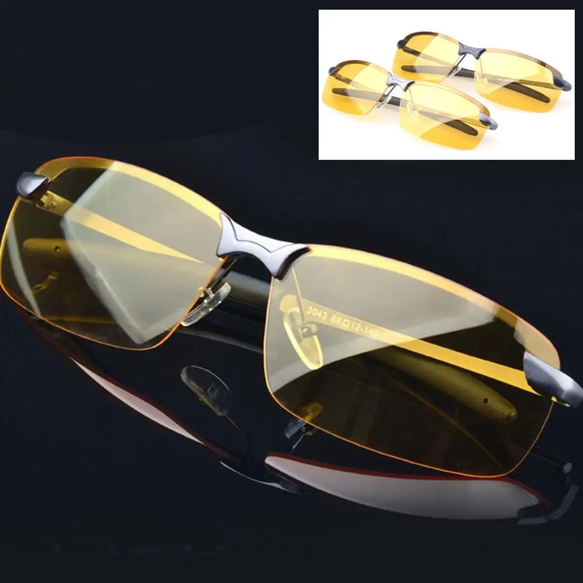 Men Driving Glasses Anti Glare Yellow Sunglasses Eyewear metal night
