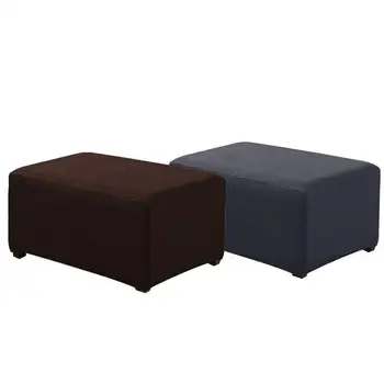 

Plaid Polar Fleece Sofa Cover Foot Stool Cover Dust-proof Home Textile Footrest Case Footstool Stretchy Slipcover