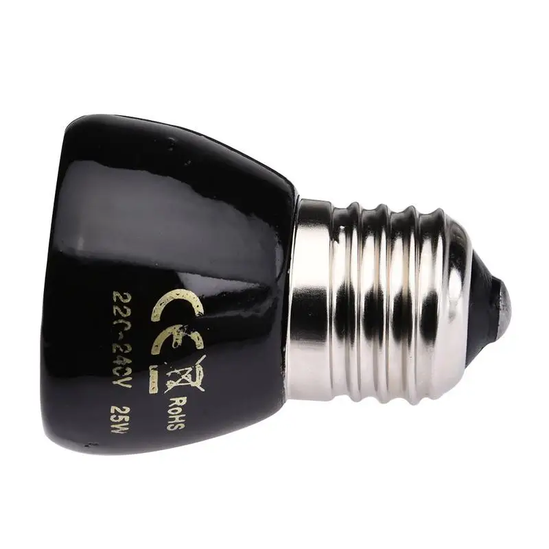 220V Pet Heating Light E27 25W 50W 75W 100W Mini Infrared Ceramic Emitter Heat Bulb Black For Reptile Brooder Verwarming Lamps