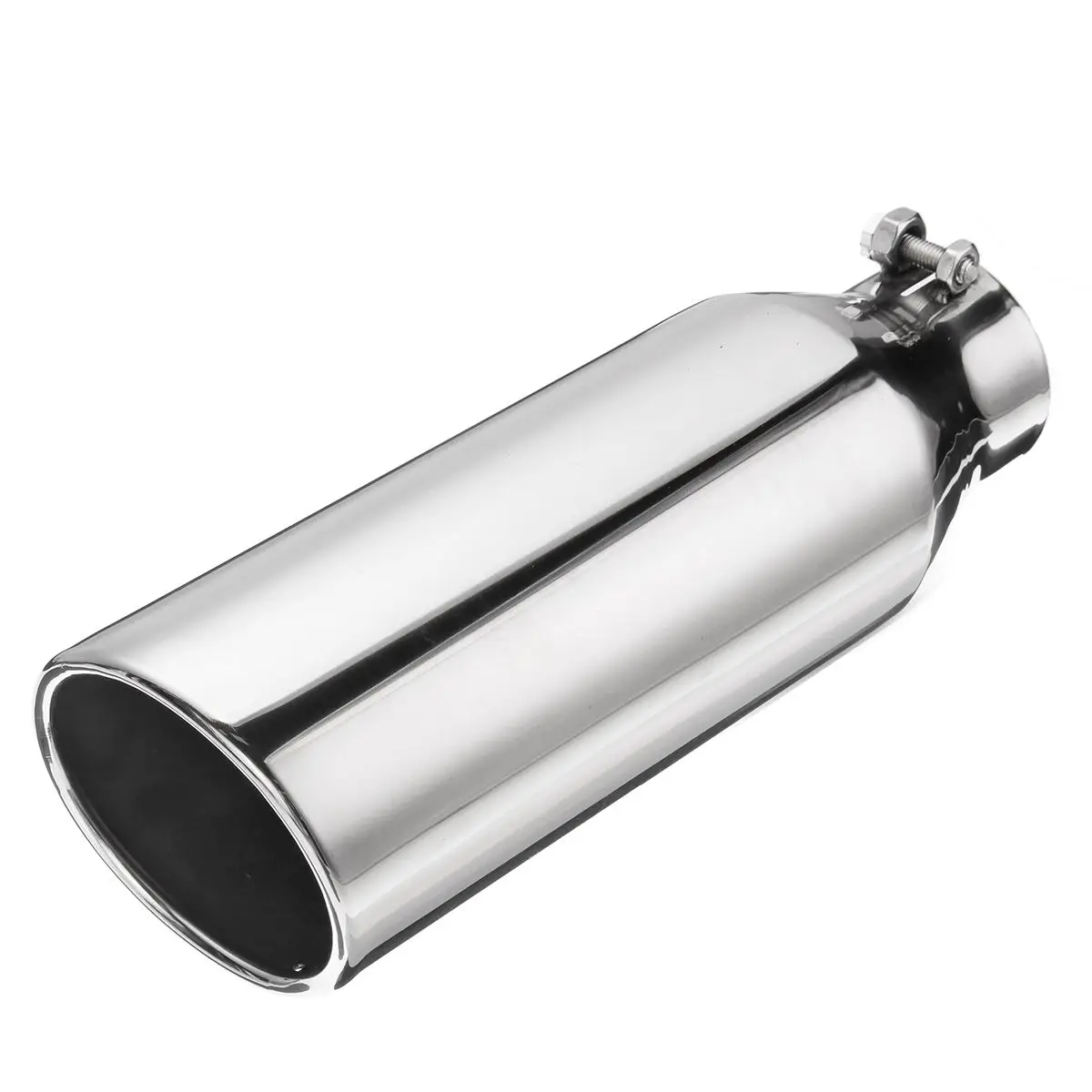 3/" inlet Stainless bolt on rolled round angle cut Exhaust tailpipe Tip 12/" long