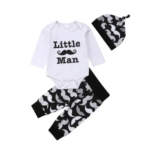 Baby Tops Romper Letter Print Long Pants Hat 3Pcs Outfits Spring Autumn Clothing Newborn Infant Baby Boy Clothes Set 0-18M Baby Tops Romper Letter Print Long Pants Hat 3Pcs Outfits Spring Autumn Clothing Newborn Infant Baby Boy Clothes Set 0-18M