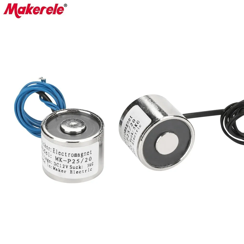 MK25/20 Powerful Electromagnets For Sale Holding Electric Magnet Lifting  5KG/50N Solenoid Sucker Electromagnet DC 6V 12V 24V