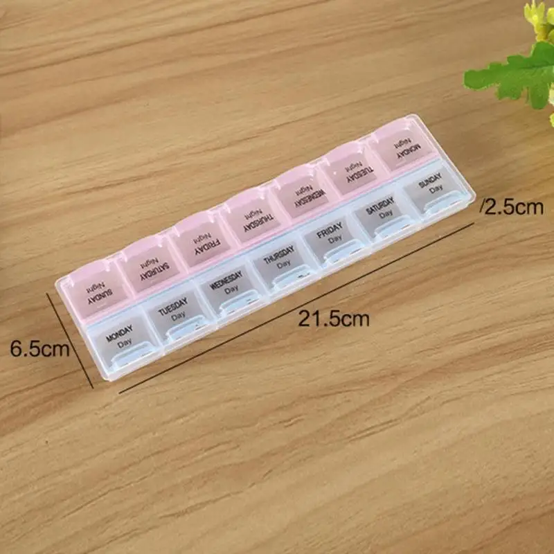 

7 Days Pill Case Medicine Storage With Clip Lids Medicine Organizer Pill Case Tablet Pill Box Splitters Storage Dispenser Weekly