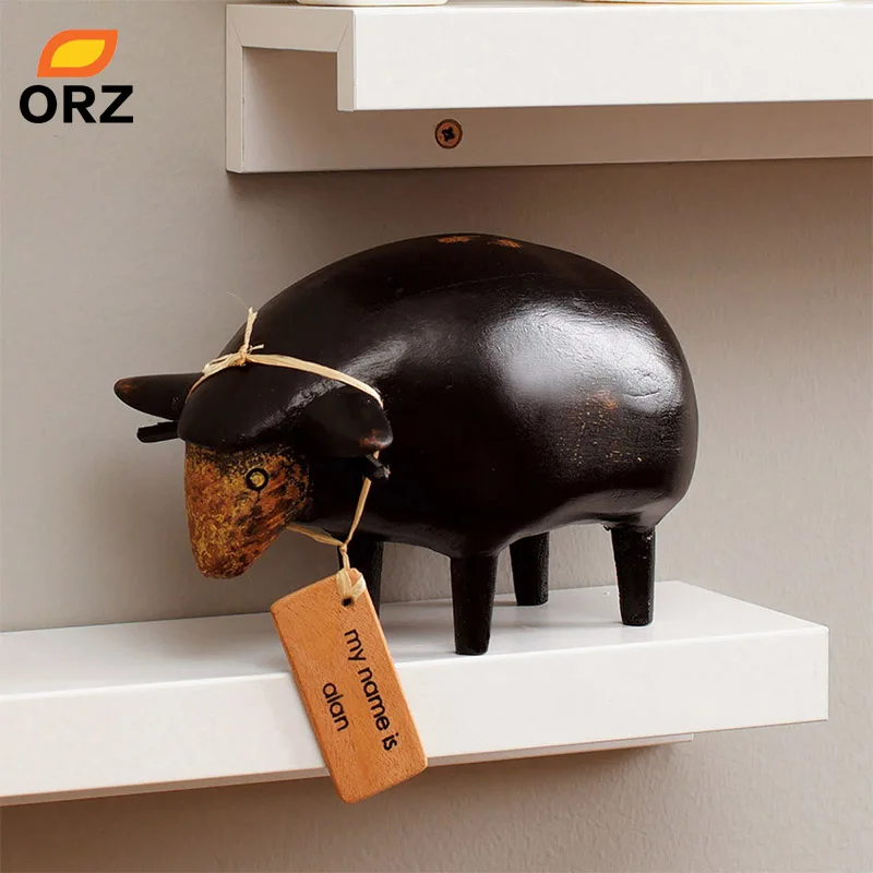 ORZ Art аксессуары для украшения дома деревянные фигурки животных ностальгические офисные украшения черная Коза День рождения Рождественский подарок игрушки