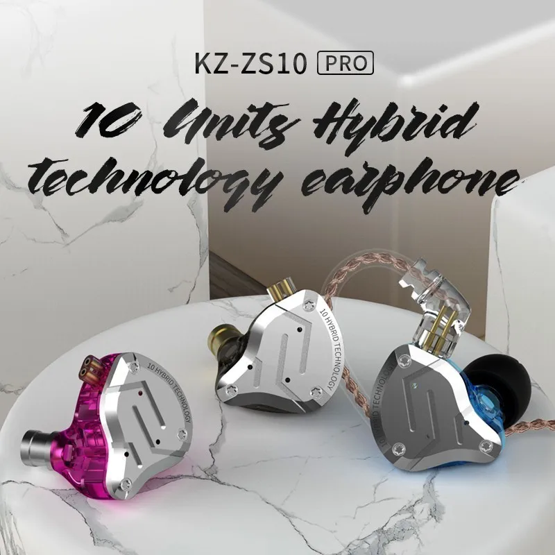 Billige KZ ZS10 Pro Aptx HD Kabel In Ohr Kopfhörer Hybrid 4BA + 1DD Hifi Bass Earbuds Metall Kopfhörer Sport