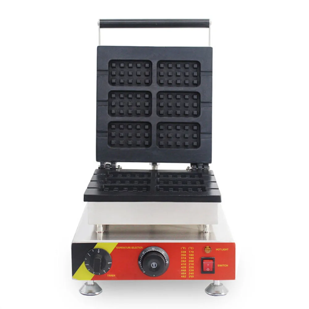 ITOP 1500W Waffle Maker Machine 6 Square Egg Bubble Cake Waffle Oven Kitchen Baking Waffle Breakfast Machine 110V/220V