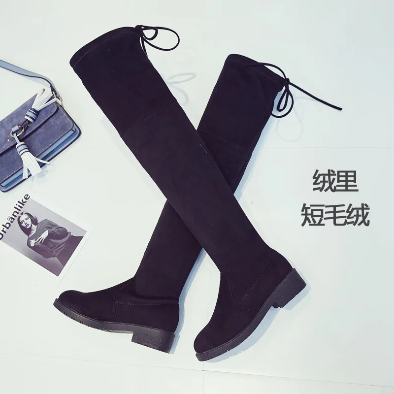 D'hiver Élastique Fond Augmenter Femmes Haute Lane Chaussures Plat Hiver Single Bottes velvet Femme Automne ECtqvv