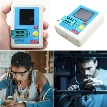 

2019 T7 New Transistor Tester TFT Diode Triode Capacitance Meter LCR ESR meter NPN PNP MOSFET IR Multifunction tester multimeter