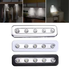 5 светодиодный настольная лампа AAA батареи под шкафом свет Push Tap сенсорная палка на ночном освещении спальни ванной лестницы коридора светодиодный