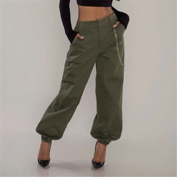 

Fashion Women Pants Army Green Harem Pants High Waist Plus Size Ladies Trousers Solid Color Pocket Long Trousers Women Leggings
