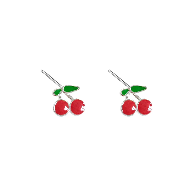 

925 Sterling Silver Sweet cherry Earrings For Women 2018 new Trend Personality Lady Fashion Jewelry