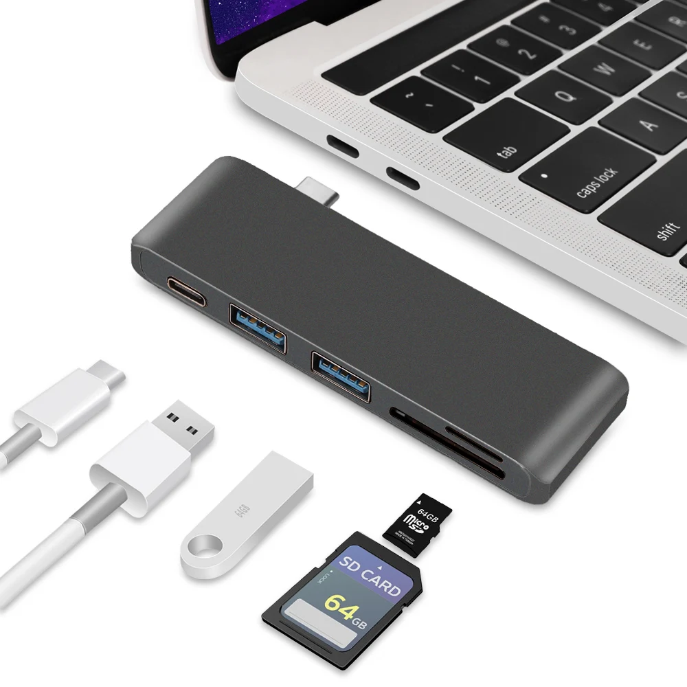 Redlai USB C Hub для MacBook Air Pro 13 дюймов 2019/2018/2017/2016 Type адаптер с 2 портами 3 0 PD SD/TF