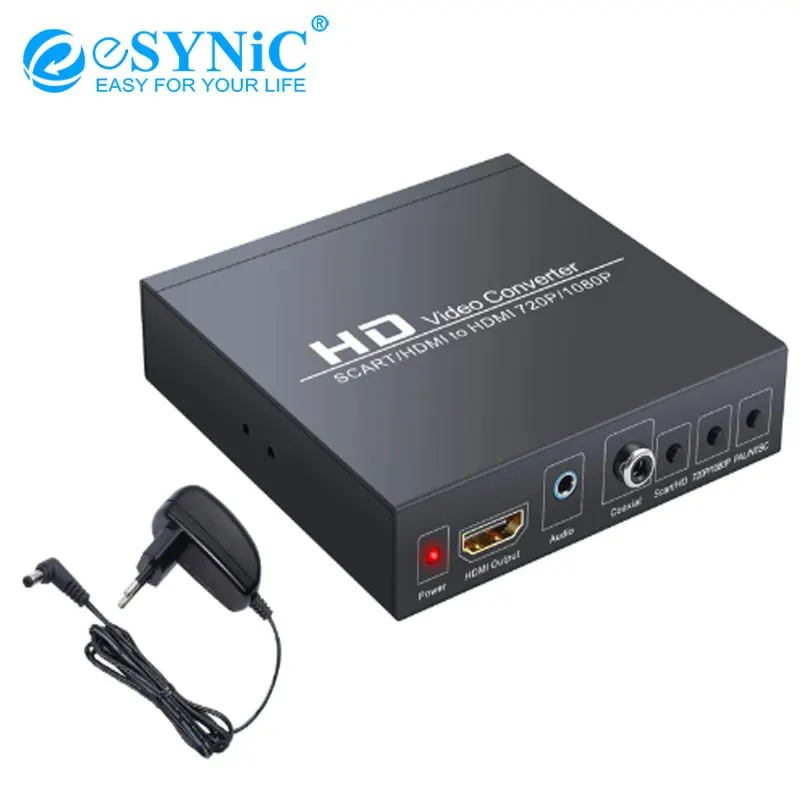 

eSYNiC SCART To HDMI 720p/1080P Converter HDTV STB PS3 PS4 Power Adapter Support PAL NTSC And RGB CVBS Low-power 24 Hours Work