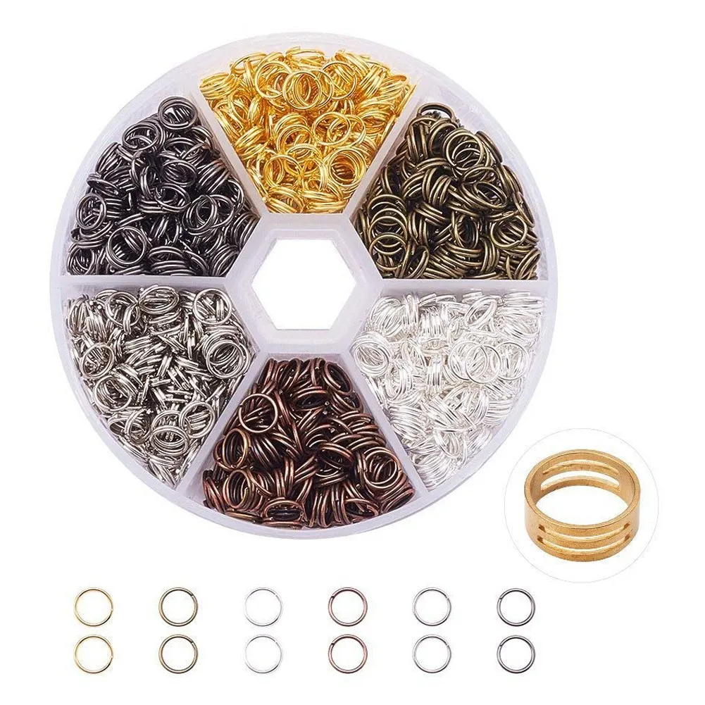 Около 800 шт. гладить Разделение кольца Двойная Петля соединительное колечко Диаметр 7 мм провода 21 калибра 6 цветов для ювелирных изделий