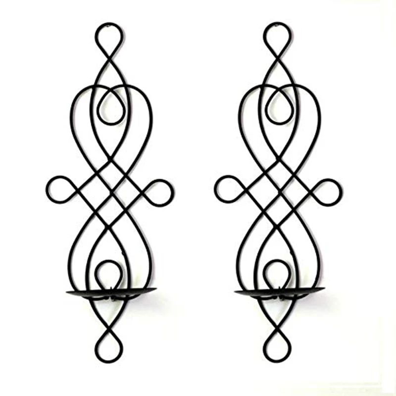 

2 Pcs/Set Wall Candle Sconces, Elegant Pillar Candle Holder, Hanging Wall Candleholders, Wedding/Party/ Dinning Room Candlelig