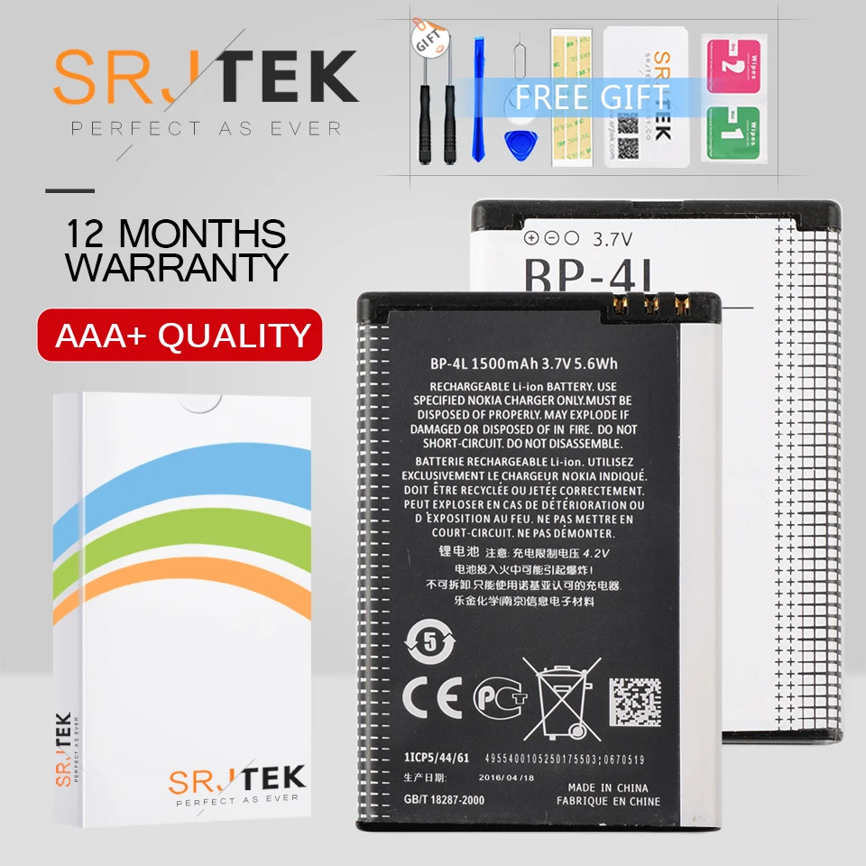 Srjtek для Nokia 5100 1202 Батарея инструменты BL-4C BL4C 500 mAh 6100 1265 1325 запасная часть телефона