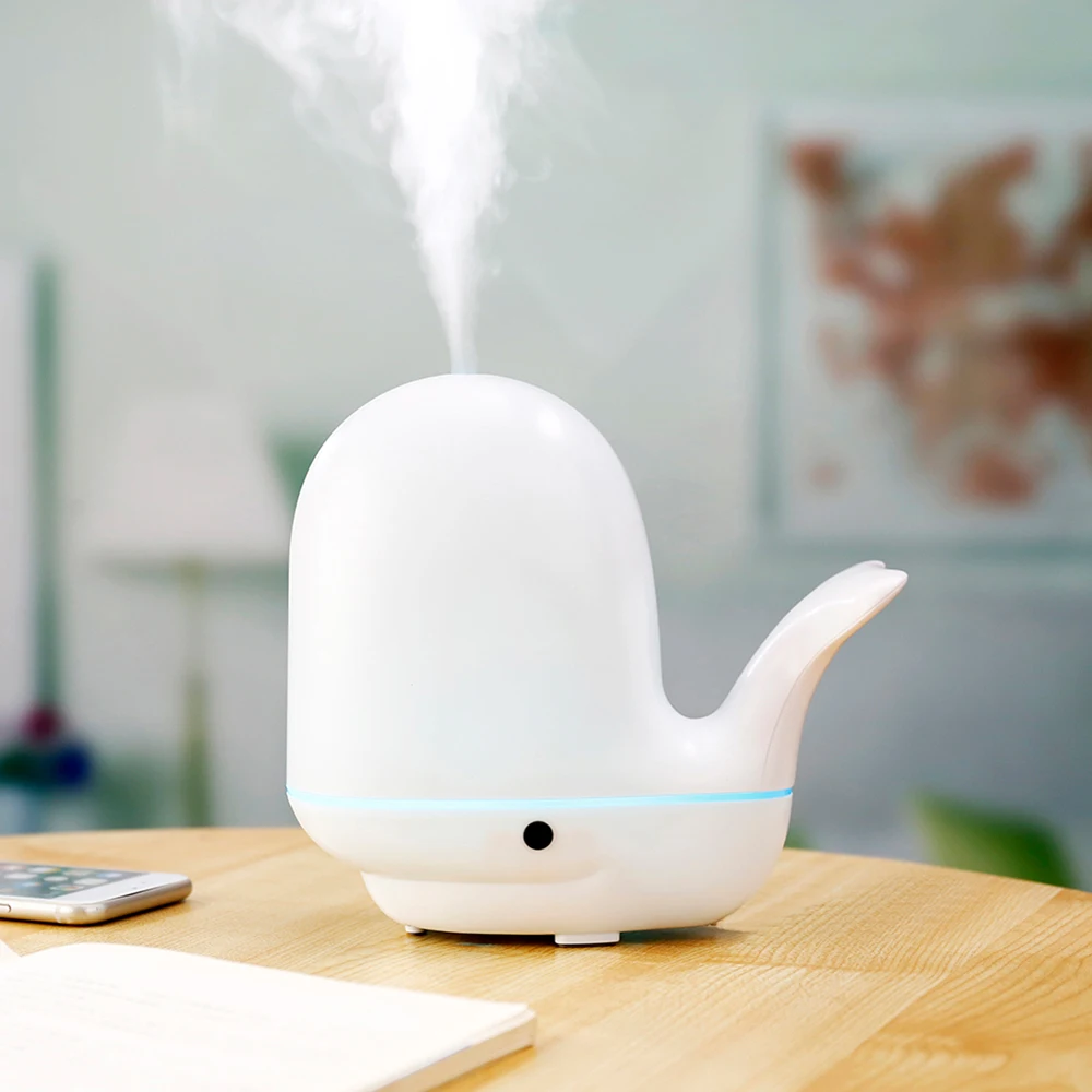 200ML Ultrasonic Aroma Diffuser Cute Whale Humidifier Tap Light