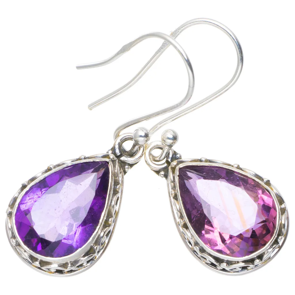 Natural Amethyst Handmade Unique 925 Sterling Silver Earrings 1.25&quot A0989 | Украшения и аксессуары