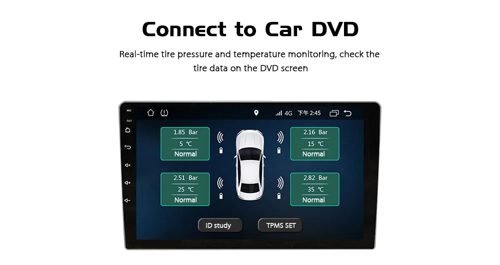 USB Smart Car TPMS Android DVD навигатор автомобильная система контроля давления в шинах внешние внутренние датчики сигнализация для шин 0-116Psi