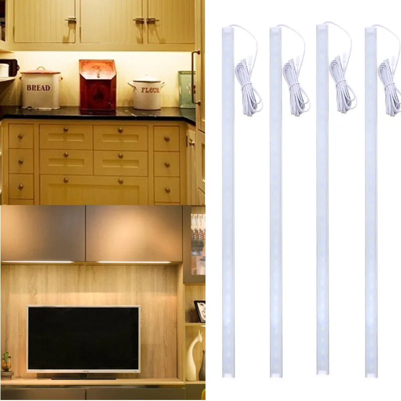 

4Pcs 50CM 5730SMD 30 LED Under Cabinet Light Kit 1000LM 10W LED Strip Light for Under Kitchen Cupboard Cabinet Lamp