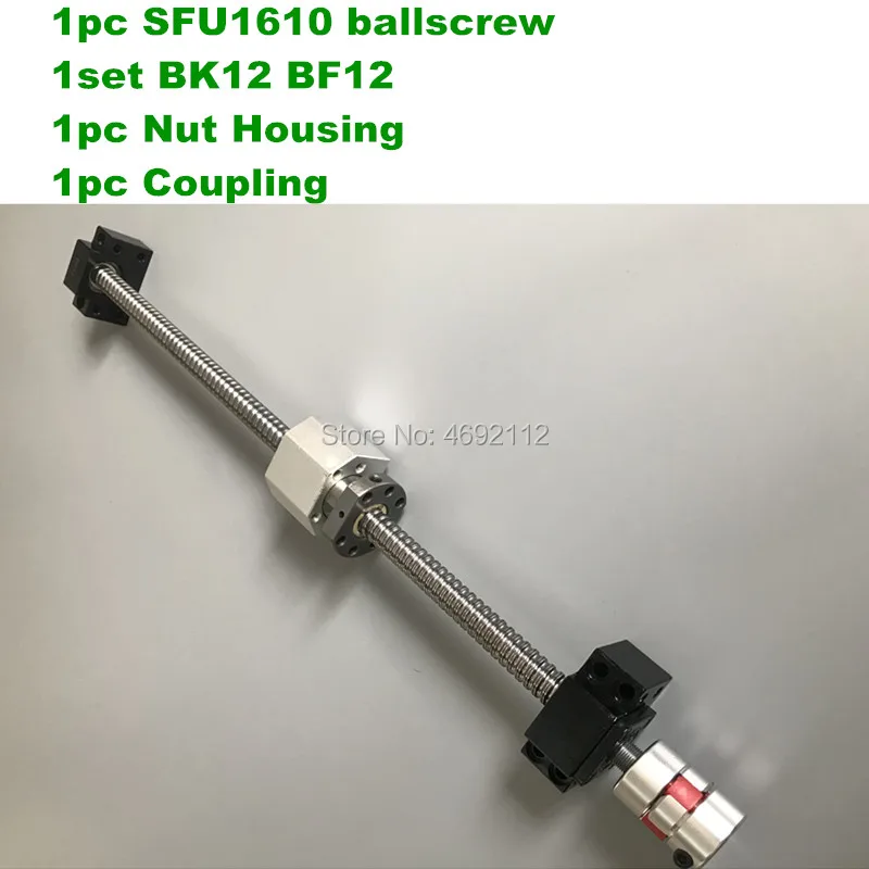 

SFU1610 Ballscrew 1610 1050 1100 1200 1500mm ball screw+ Nut Housing+ BK12 BF12 +Coupler for cnc parts