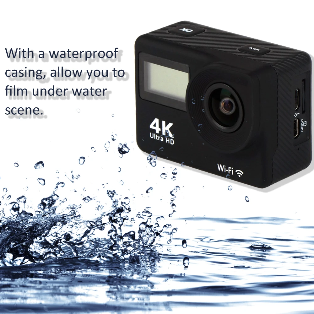 

Outdoor Sports Action Camera Waterproof Dual Screen Sport Camera Wide Angle WiFi 4K HD 720P DVR Cam USB Action Camera