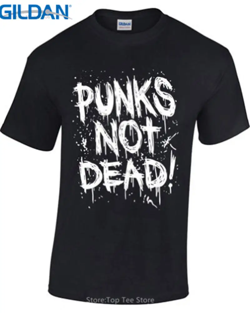 

New 2017 Funny Summer Cotton T Shirt Fashion Punks Not Dead Short Compression T Shirts For Men