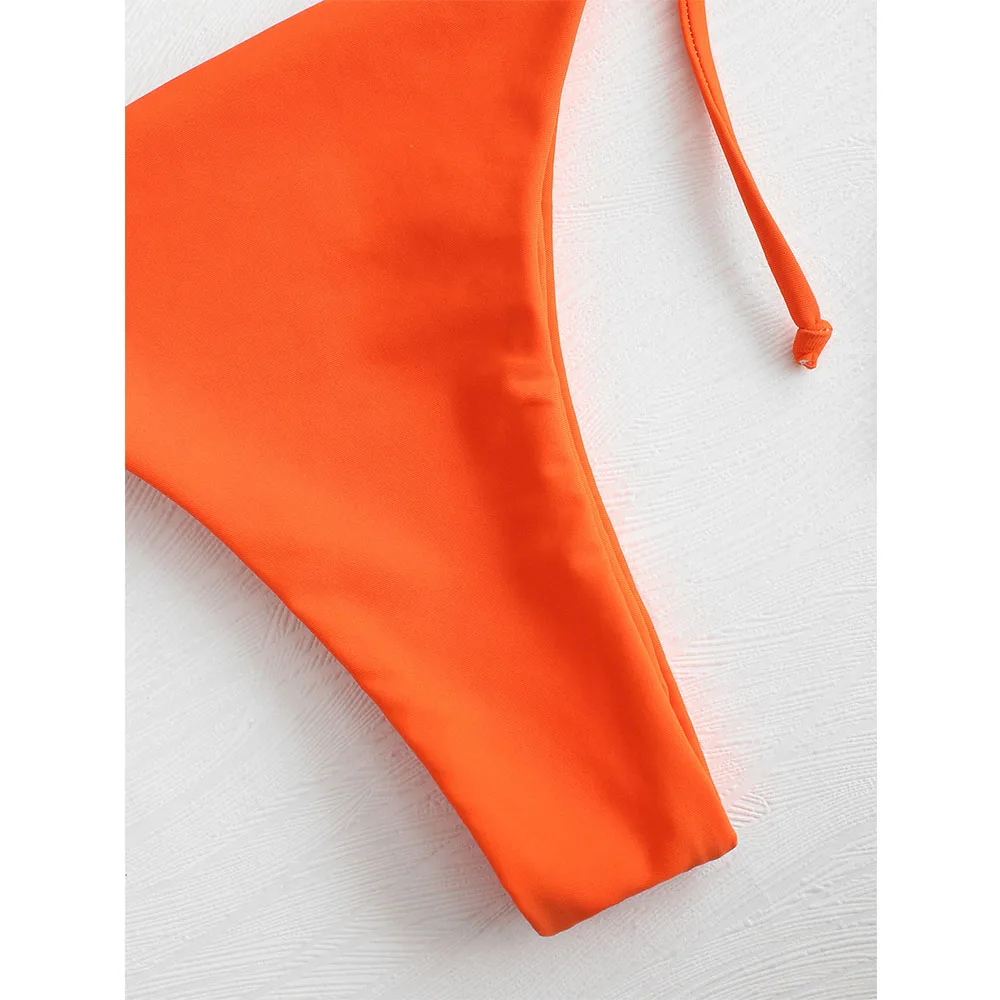 Günstig ZAFUL Krawatte Seite Bügel Bikini Set Low Taillierte Spaghetti trägern Badeanzug Bügel Balco Solide Bademode Badeanzug